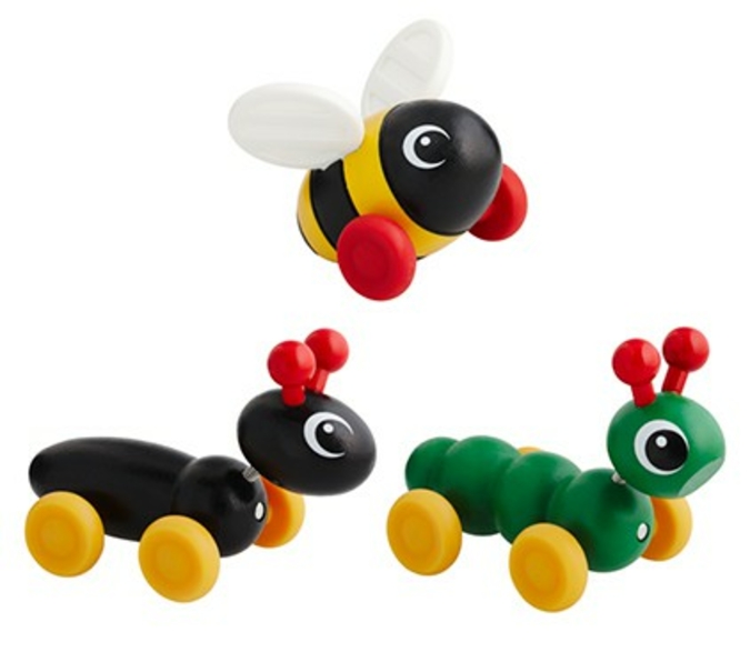 Insekten-Spaß: Raupe, Ameise und Hummel begleiten Baby überall hin.