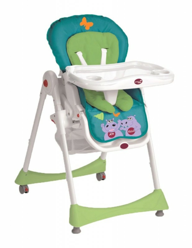 Gute Laune verbreiten die Nilpferde „Joy“ und „Ello“ auf dem Joyello-Hochstuhl Rosicchio.