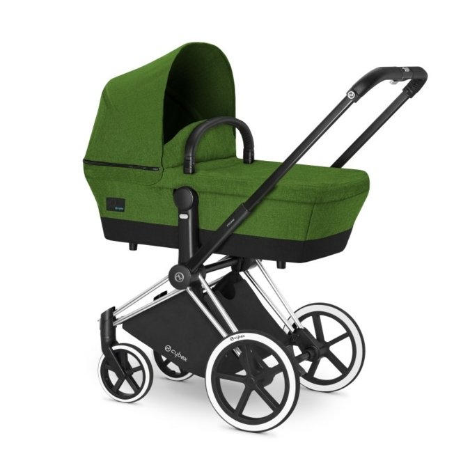 Ein Kinderwagensystem von Anfang an – der Cybex PRIAM mit Babywanne in der Farbstellung Hawaii.