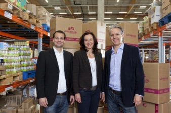 Machten aus ihrer Idee ein erfolgreiches und bald börsennotiertes Unternehmen: (v.l.) die windeln.de-Gründer Alexander Brand, Dagmar Mahnel und K...